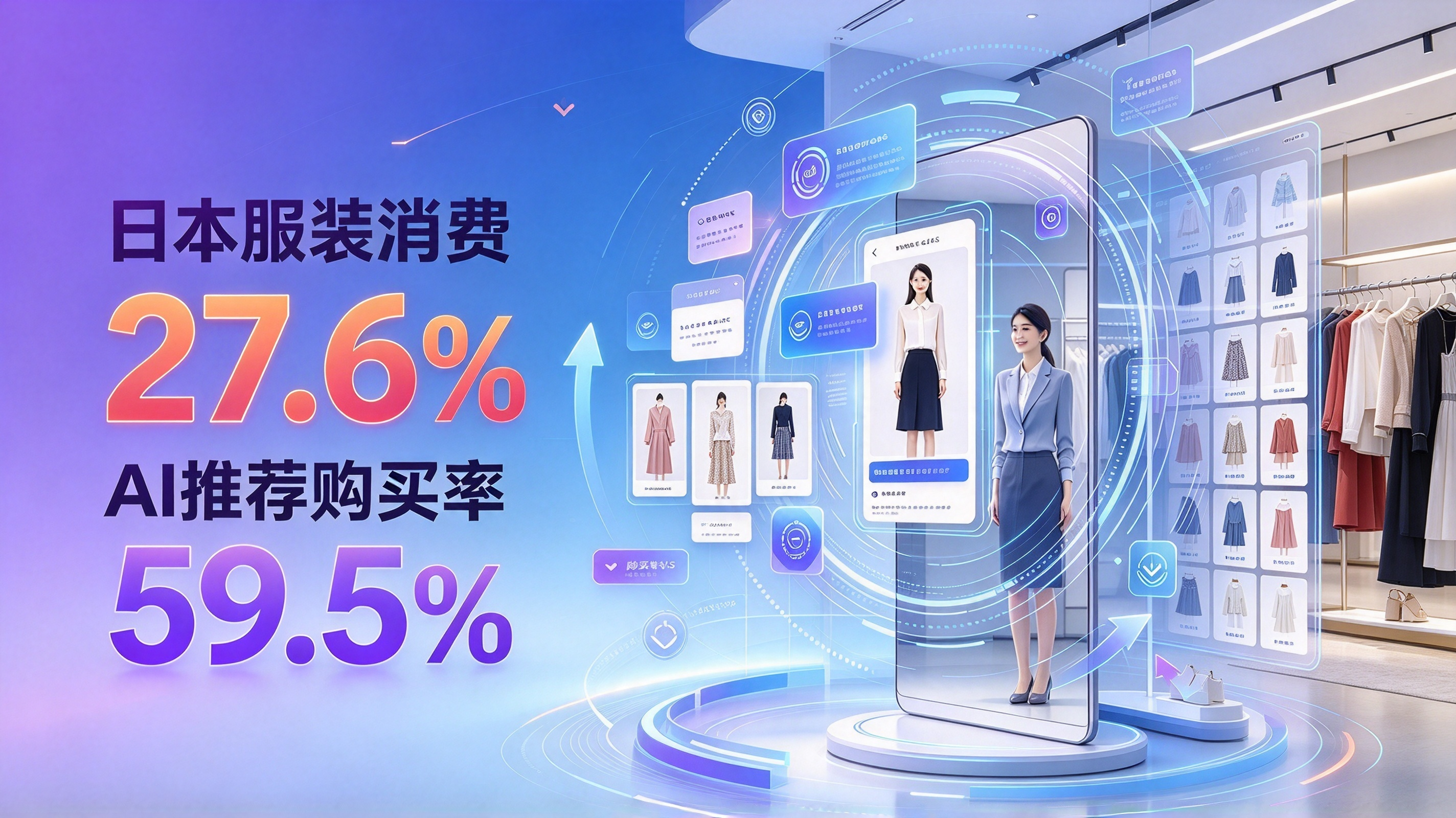日本服装消费27.6%用AI工具 AI推荐商品购买率59.5%